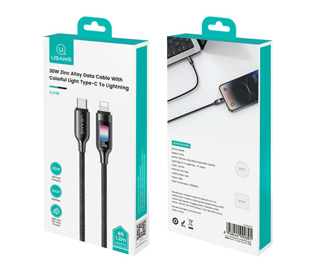 USAMS Kabel 30W USB-C do Lightning 1,2 m stalowy - 1569106 - zdjęcie 4